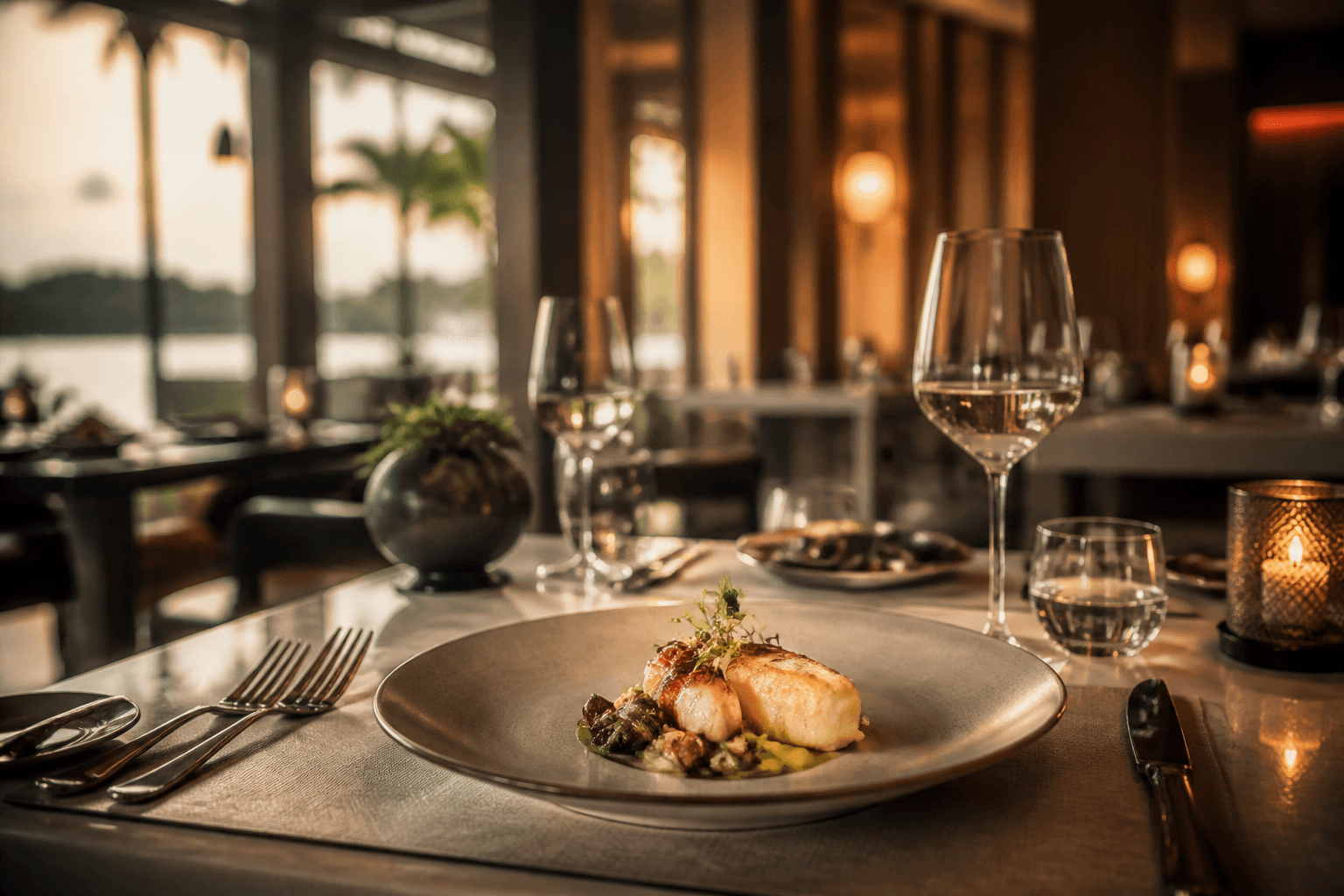 An elegant plated dish at one of the best Disney resort restaurants in Orlando
