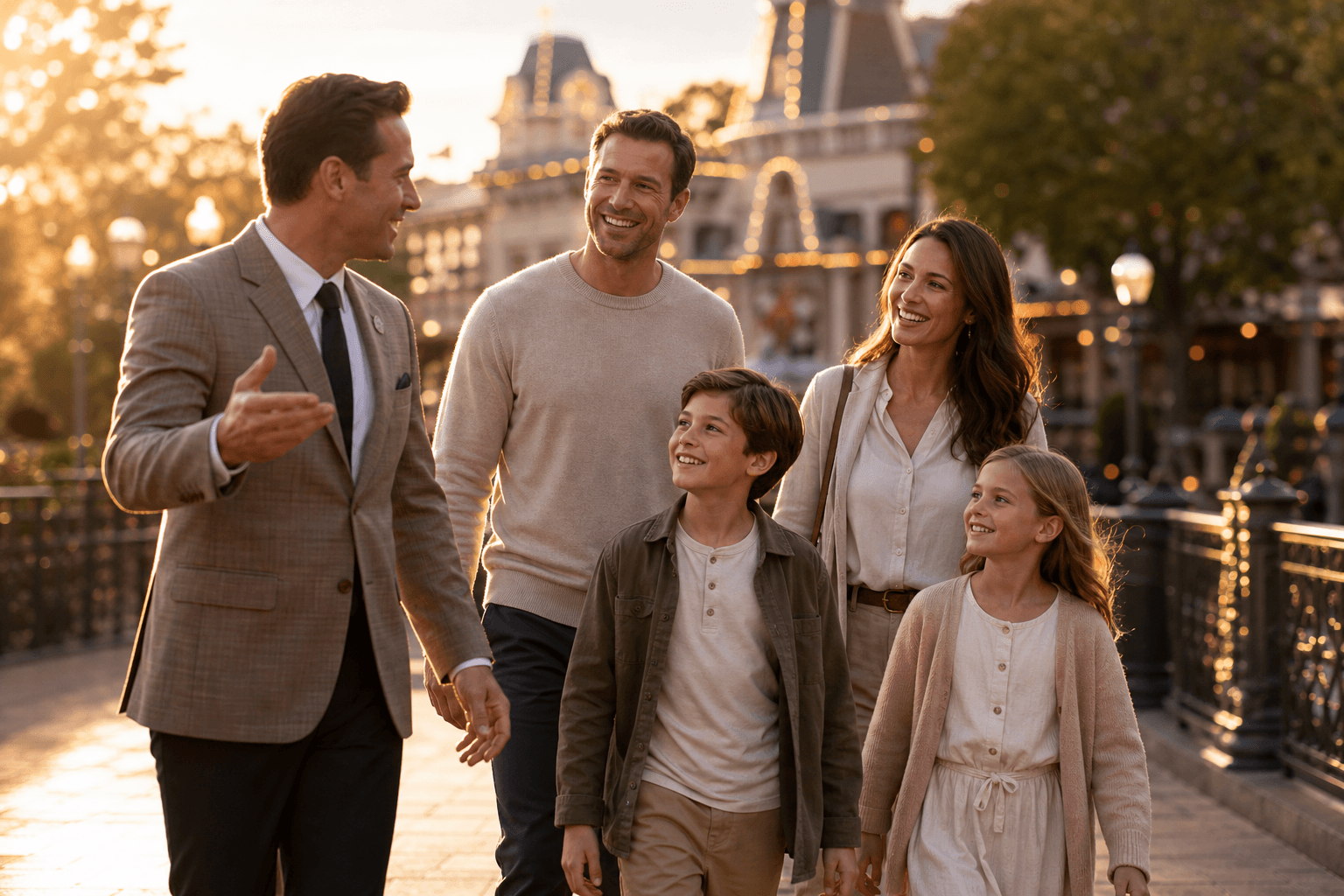 A private guide leading a family through the park, illustrating Disney VIP tour cost