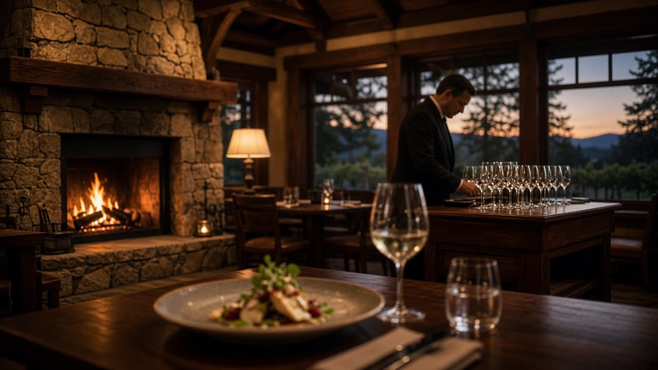 Elegant wine-country restaurant interior representing Napa Rose at the Disneyland Hotel